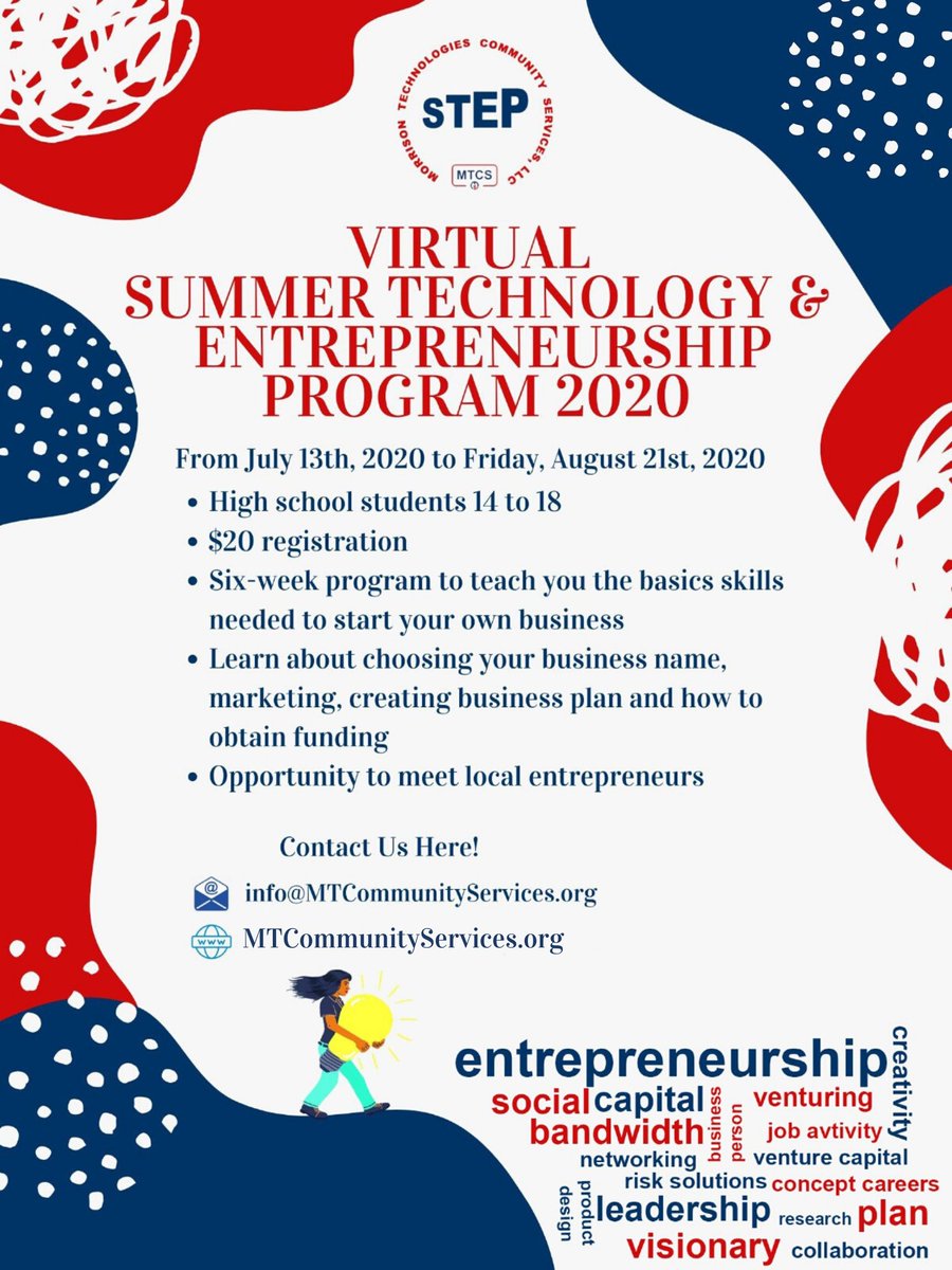 MorrisonTech's tweet photo. ENROLL IN OUR VIRTUAL STEP TODAY!
#technology #mtcs #STEP #bayonnenj #newjersey #jerseycity #newark #morrisontech #entrepreneur #marketing #money #smallbusiness #branding #businesswoman https://t.co/DCzMEMAtzq