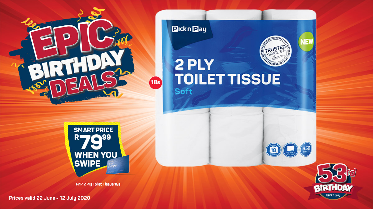PicknPay's tweet photo. Pick n Pay’s EPIC Birthday DEALS keep getting better, with HUGE savings on all goods. https://t.co/0PkvgniLQi https://t.co/oNUfmaiaGA