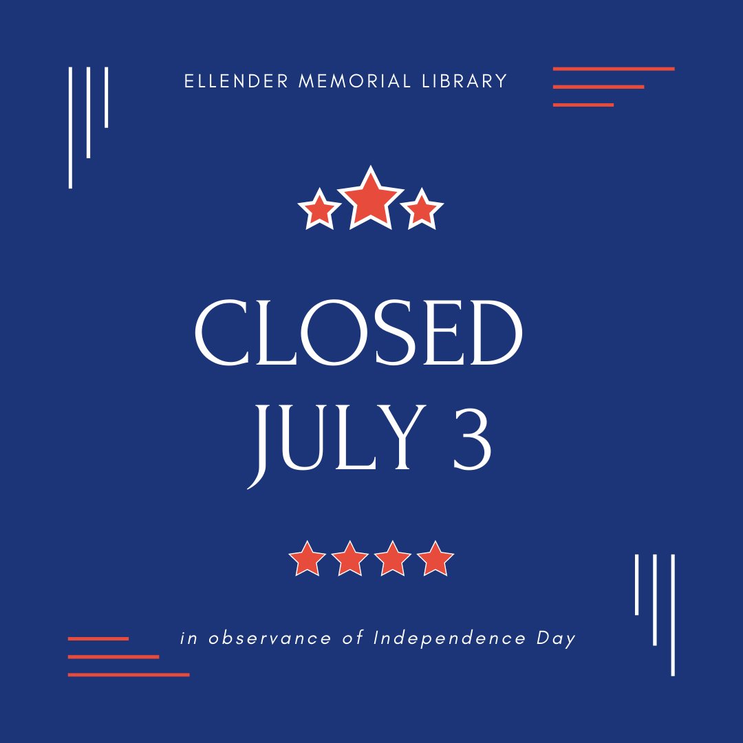 NichollsLibrary's tweet image. We&apos;re closed today and will resume operations Monday, July 6th at 7:30am. Enjoy the holiday break! 

#hours #NichollsLibrary @NichollsState