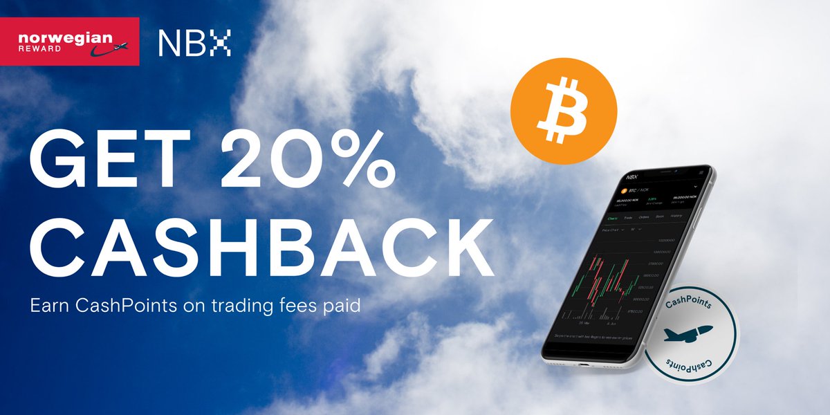 nbxcom's tweet image. It’s happening 👀🔥

In July you get 20% cashback in #CashPoints for the trading fees paid!

All you need to do is to register your @Fly_Norwegian Reward number in your NBX account. Buy #Bitcoin, earn CashPoints, chill!👌

#TradeAndFly #WeAreNBX