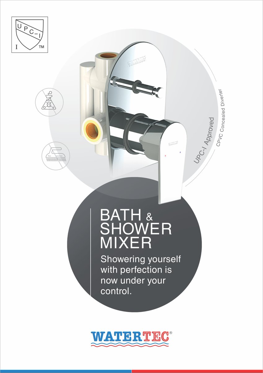 Watertecind's tweet photo. Watertec Bath & Shower Mixer
Showering yourself with perfection is now under your control.
#WatertecIndia #bathfittings #bathrooms #shower #SingleLever #Diverter #manufacturer #washbasins #taps https://t.co/TJJ3odYlNp