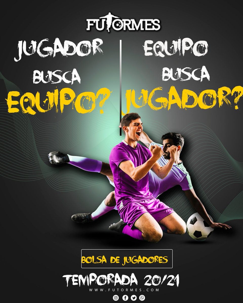 futormes
📣📣BOLSA DE JUGADORES 📣📣.

✔️JUGADOR BUSCA EQUIPO❔❔.
✔️EQUIPO BUSCA JUGADORES ❔❔.

🔥🔥TENEMOS LA SOLUCIÓN🔥🔥.

Toda la info en: administracion@futormes.com

❤️No somos first Dates pero os queremos emparejar para que seáis muy felices!