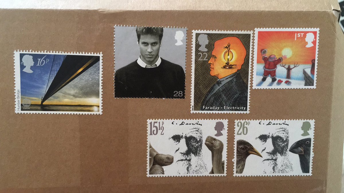 verkenner snel Pacifische eilanden Eleonora Lima on Twitter: "I have just received a parcel with the most  amazing set of stamps: Prince William pre-hair loss, Faraday, Darwin, and  Santa Claus. I guess this is the British