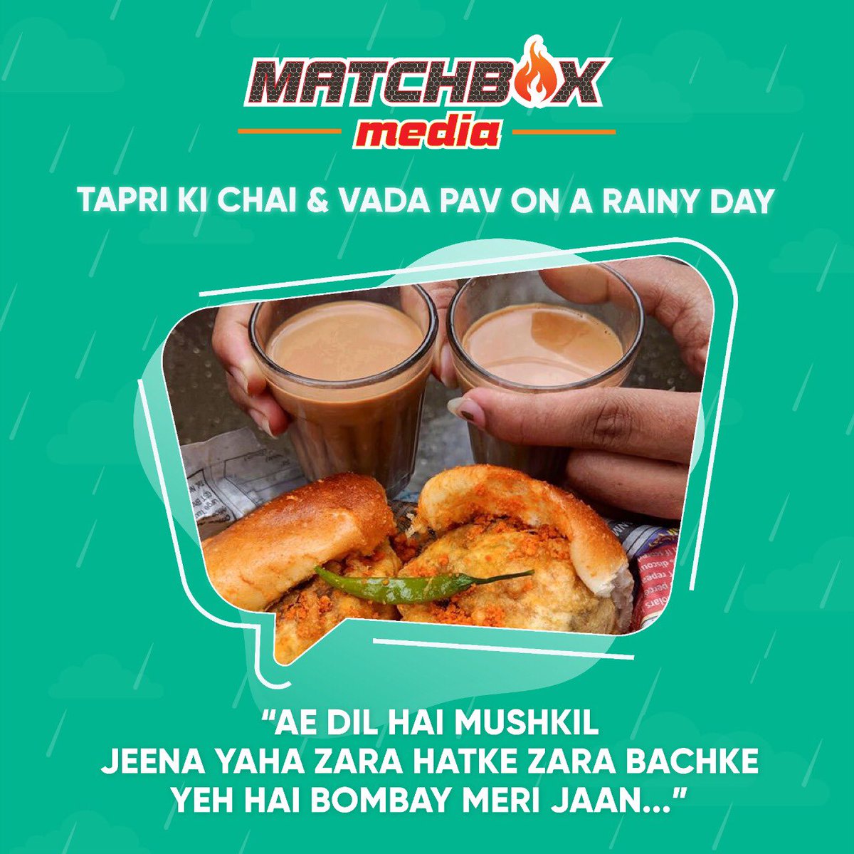MatchboxMediaIN's tweet photo. Since we all are stuck in the โquarantineโ we cannot enjoy the Mumbai Monsoons like we used to. But hang in tight because this too shall pass.
#MumbaiRains #Mumbai #Matchboxmedia https://t.co/5Q0eivos4h