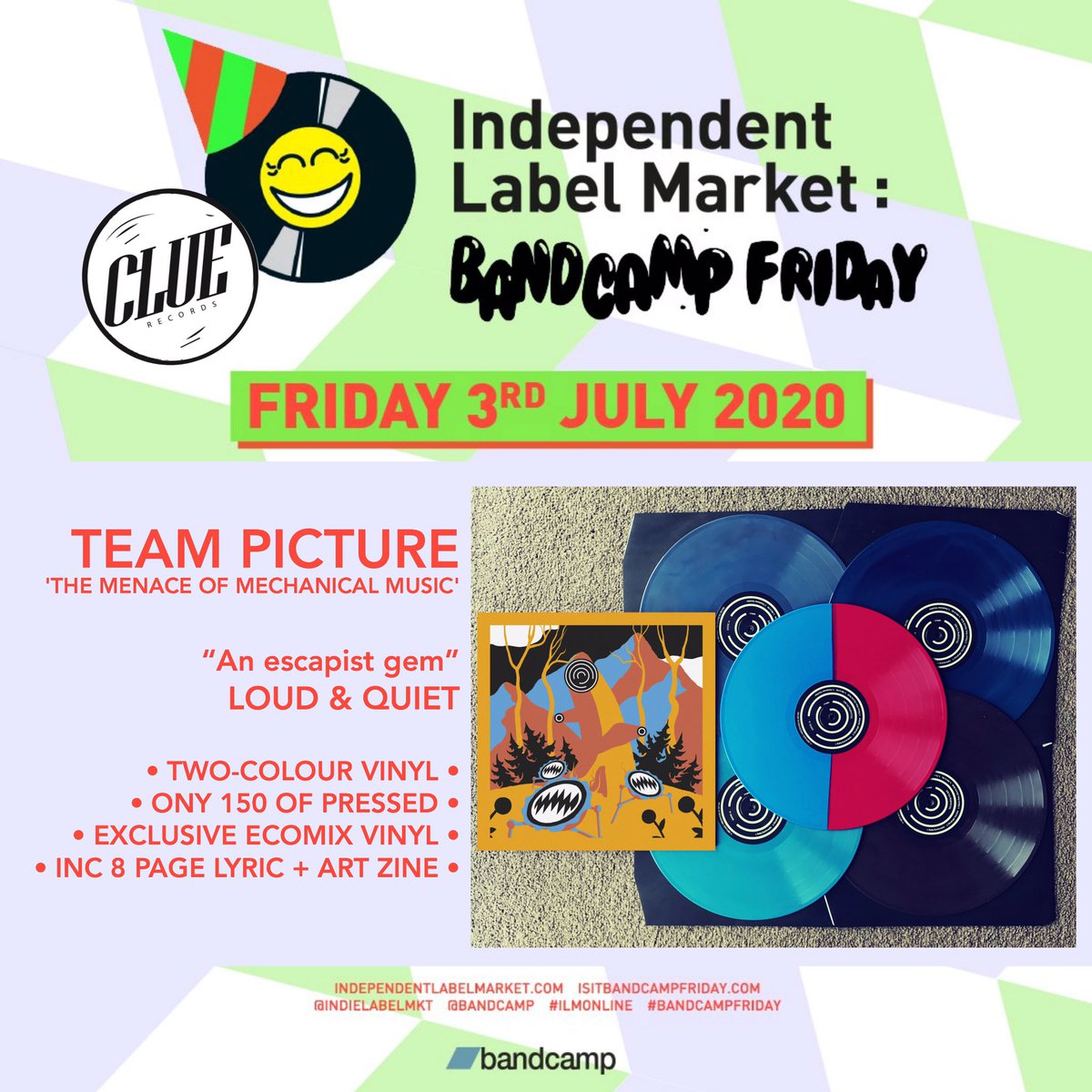 ClueRecords's tweet photo. We’ve got an exclusive vinyl version of @teampictureband‘s debut album, not previously available on @Bandcamp.
🛒 https://t.co/XFSsTVKFnF
Buy one & get a free tote while stocks last
🛒🌍 @IndieLabelMkt 🌍🛒
#BANDCAMPFRIDAY #ILMONLINE https://t.co/VhtfhOOsb4
