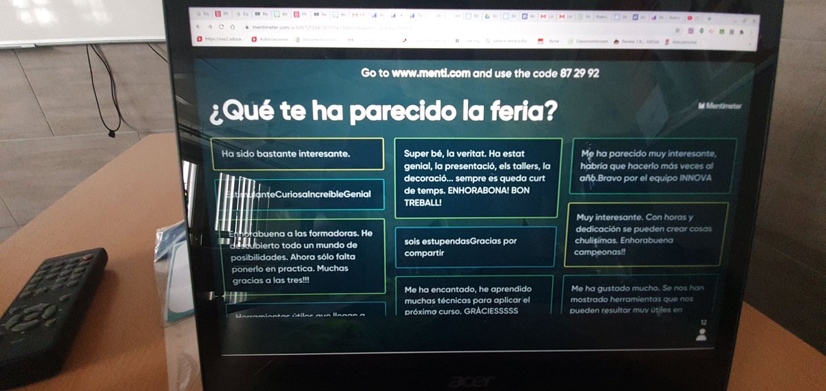 Annegarridop's tweet photo. I Feria de Innovación de nuestro cole @penyaroja_vlc ! Con mis super compis @VictoriaLlopis y @Teresajic. Una pasada de claustro...Hemos disfrutado mucho. @GoogleForEdu @Mentimeter @porlainnovacion @Acer_Education @campuspdi https://t.co/8YWGxWRZ4T