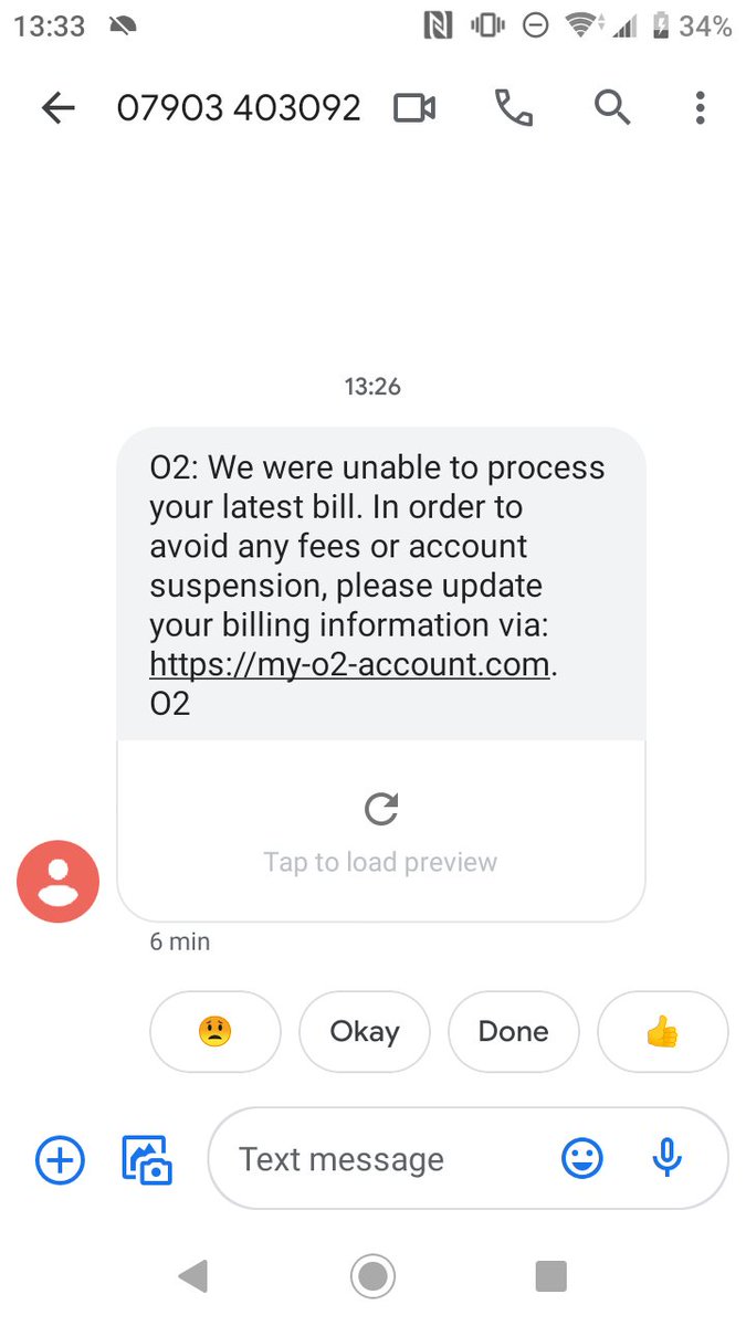 Hi <a href="/O2/">O2</a> I've just received this text from an unknown number. I've checked on the my O2 app and I'm pretty sure it's not you guys, but wondered if you could confirm? If it is scammers impersonating your company, thought you might want to know about it. Thanks.