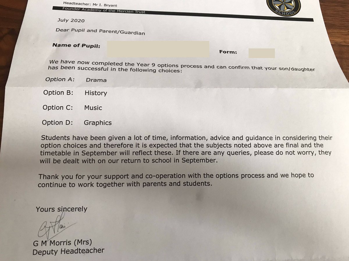 DaniTaddei's tweet photo. . @AldridgeSchool Struggling to understand the tone on this letter. Why does it sound like “Tough if you haven’t thought about your options by now”? Not received any support from Aldridge school during the lockdown regarding GCSEs options and to be honest last thing on our minds. https://t.co/SfqIJCxm6B