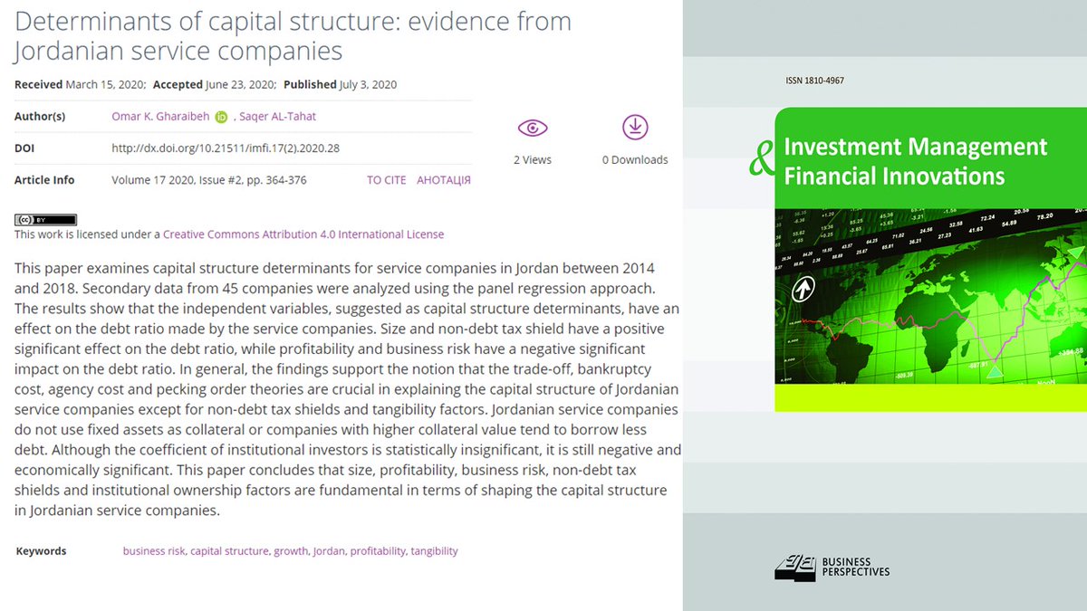 imfi_journal's tweet photo. 🆕Determinants of capital structure: evidence from Jordanian service companies
🔗https://t.co/SWKYQ4Yai0
👥Omar K. Gharaibieh, Saqer AL-Tahat
#capital_structure #IMFI https://t.co/r3LF7EdtRv