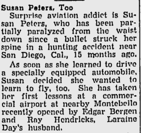 Peters also took flying lessons. It's not known how far she got in her training or if she earned a pilot's license.