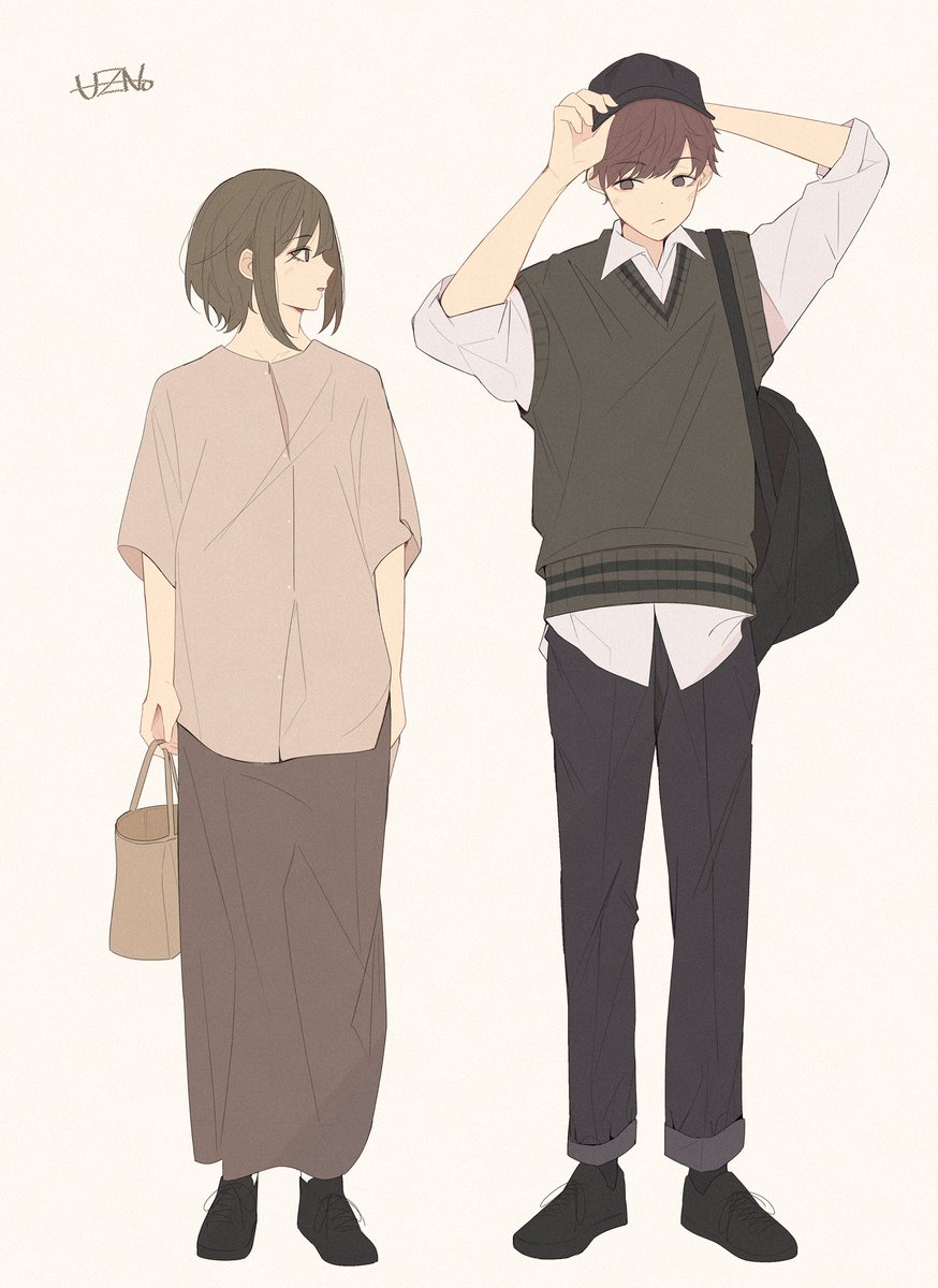 mikasa ackerman 1girl 1boy shirt brown hair pants white shirt holding bag  illustration images