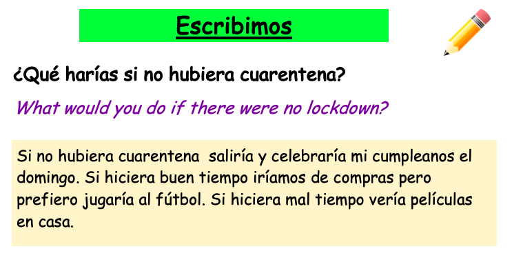 MrClarkeMFL's tweet photo. Y8s have been using some very complex "if" sentences with the conditional tense to describe what they would do if there were no lockdown. ¡Trabajo impresionante Adana, Libby y Josh! #workingfromhome @tsc_mfl_dep @thornleigh https://t.co/qDGRZQE0PF
