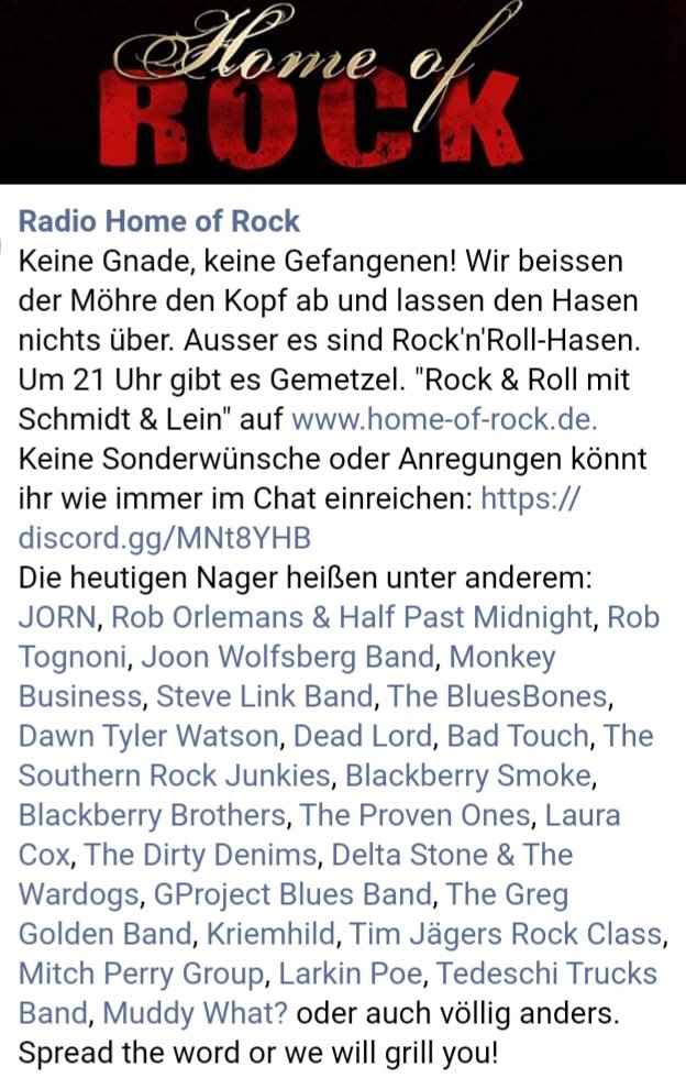 RadioHomeofRoc1's tweet photo. Kill it & grill it. Volle Möhre #RocknRoll mit #SchmidtundLein am Freitag🕘 Wieder mit zahlreichen #localhereos in der Playlist wie #LauraCox #SteveLinkBand @Kriemhi03336088 #MuddyWhat? #GProjectBluesband #TedeschiTrucks #SouthernRockJunkies bei https://t.co/qrnKcdxYCY zum Chat⬇️ https://t.co/emHBcSTspE