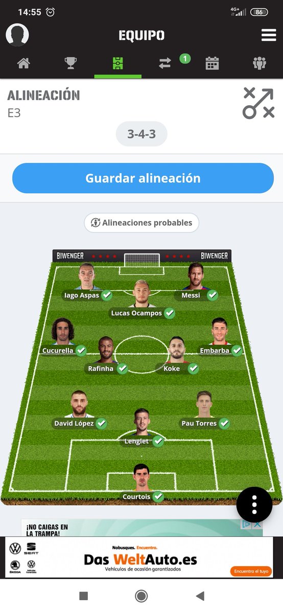 Tamy2716's tweet photo. Que tal lo veis , haríais algún cambio ,gracias de antemano y suerte a todos @DudasFootball @oTinie @AsesorMCF @AsesorLFM @TotalFantasy @ConsultorLFM @FarolilloChollo https://t.co/kKBc7q0oIE