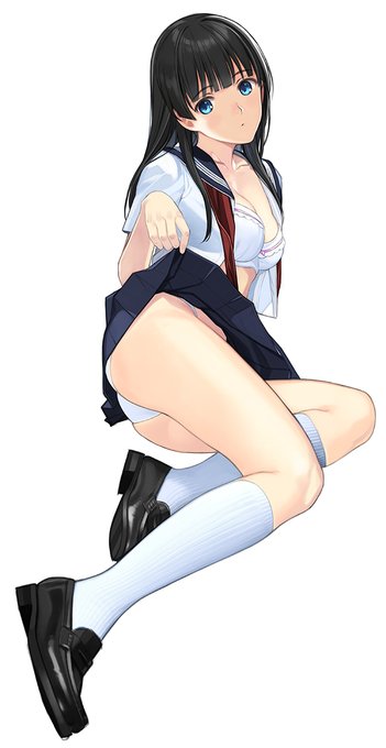 セーラー服に黒ストも好物だけど白ハイソも超好物すぎた。 