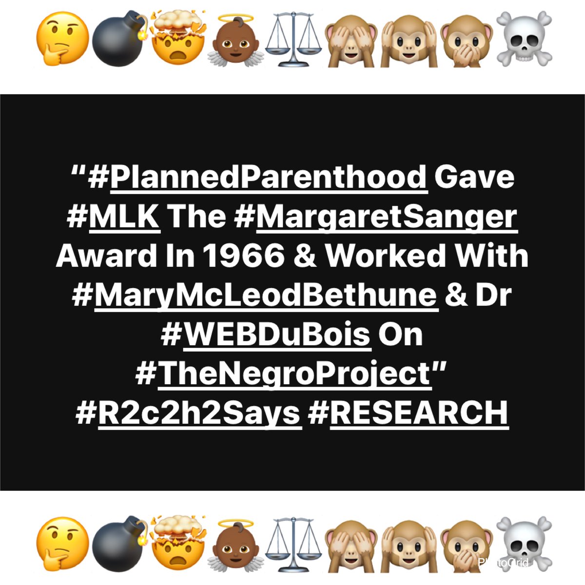 weallbe's tweet photo. 🤔💣🤯👼🏾⚖️🙈🙉🙊☠️

“#PlannedParenthood Gave #MLK The #MargaretSanger Award In 1966 &amp; Worked With #MaryMcLeodBethune &amp; Dr #WEBDuBois On #TheNegroProject”
#R2c2h2Says #RESEARCH

🤔💣🤯👼🏾⚖️🙈🙉🙊☠️ https://t.co/6rcO656aym