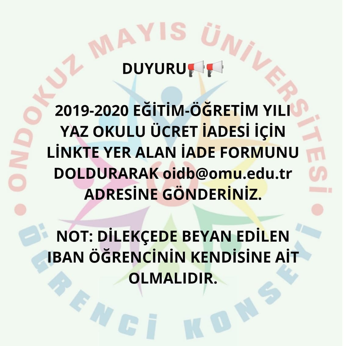 📢2019-2020 Eğitim-Öğretim Yılı Yaz Okulu Ücret İadesi Hakkında Duyuru

⤵️s3.omu.edu.tr/kalem/m3zl4gbl…