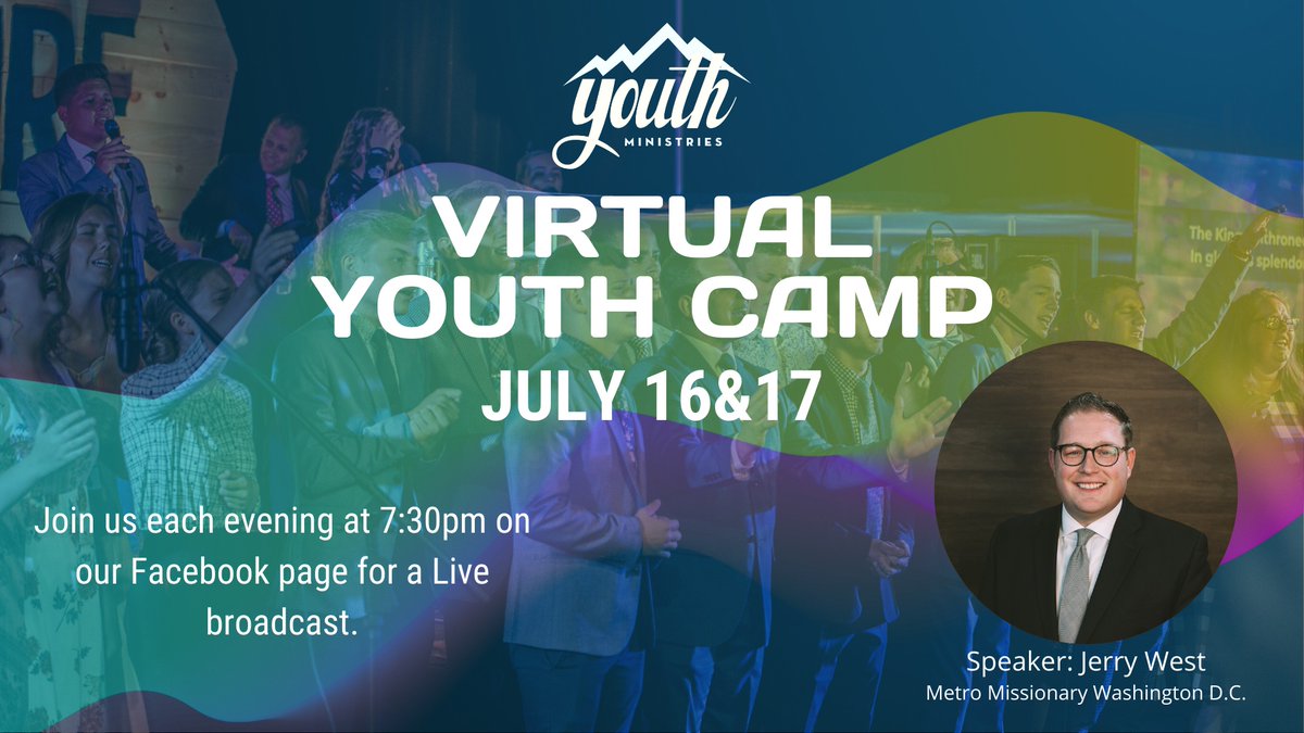 WVYouthMinistry's tweet photo. Due to the recent developments and concerns raised regarding Covid-19, a Virtual Youth Camp will be happening Thursday and Friday, July16-17, instead of sectional rallies. We apologize for the sudden change but encourage you to join us on Facebook Live for these services. https://t.co/m7kwtA5Nnw