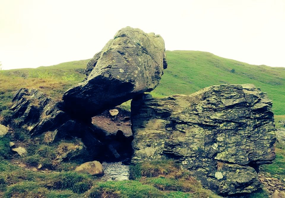 BardCumberland's tweet photo. Giants Grave, Heathwaite Fell, Woodland. Apparently there are markings on the underside of the horizontal stone, but it's rather a tight squeeze. Looking at the OS map, there are a number of 'giants graves' around this area.
#giants #archaeology #Cumbria https://t.co/orpqcunTf7