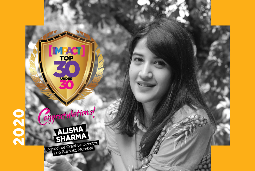 IMPACT_onnet's tweet photo. Congratulations to Alisha Sharma, Associate Creative Director, 
Leo Burnett, Mumbai on being featured in the #IMPACTTop30 list @LeoBurnettIndia
 @e4mtweets https://t.co/gLhwtecKTq