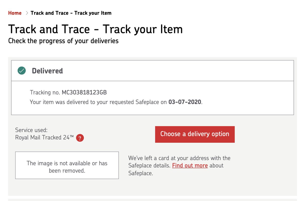 scandispirit's tweet photo. @RoyalMailHelp @RoyalMail Can you please explain why a parcel that was delivered to my (old) address was left in a safe place I never gave permission for? Instead, I'd requested for it to be left at my new address, which was confirmed but never was? https://t.co/JOR6TGZONo