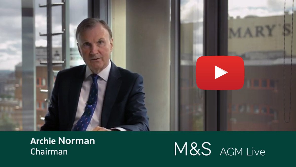 MandSnews's tweet photo. Another first for M&amp;S today: our first ever 'virtual' #AGM. Watch a full playback of the meeting, which was broadcast from Waterside House earlier today, including special addresses from our Chairman Archie Norman and CEO Steve Rowe here https://t.co/BdtiX4SgAm https://t.co/MsGShwaPM2
