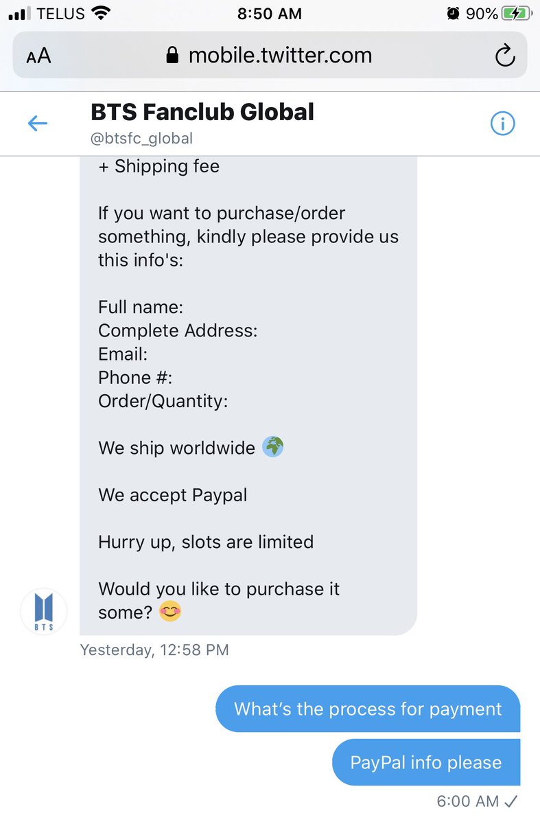 btsarmysafety's tweet photo. 🚨SCAM ALERT🚨

BLOCK &amp; REPORT 

@btsfc_global https://t.co/diqSXFEQiM