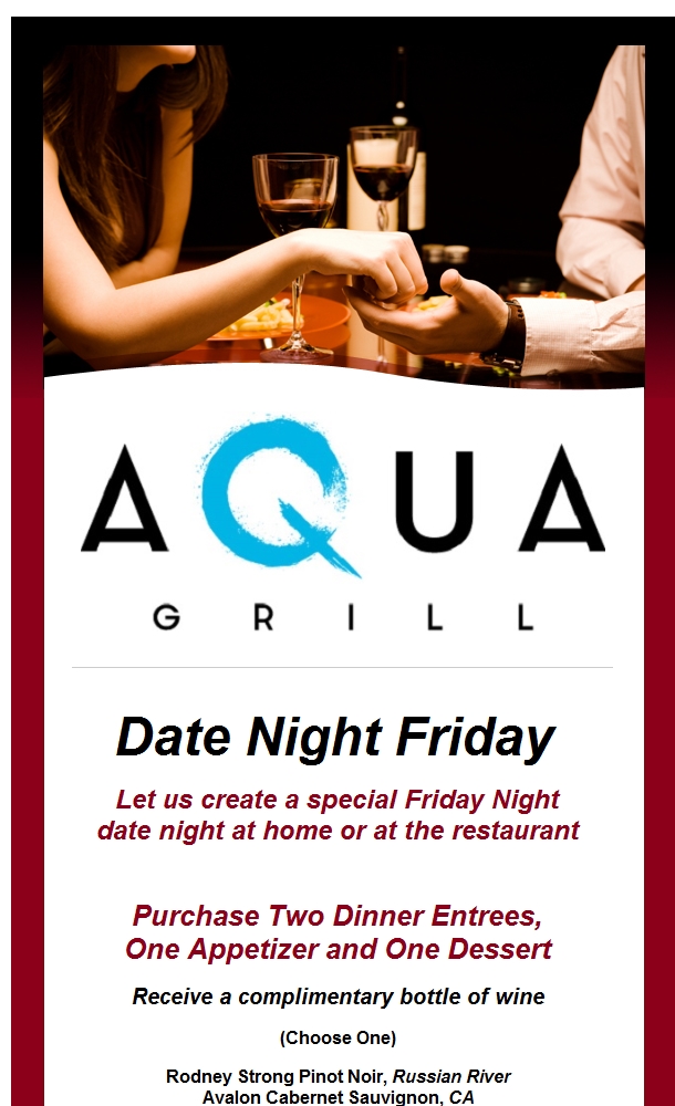 Date Night Friday is Back - Complimentary Bottle of Wine - Dine-In or Take Out bit.ly/3gmL0I5