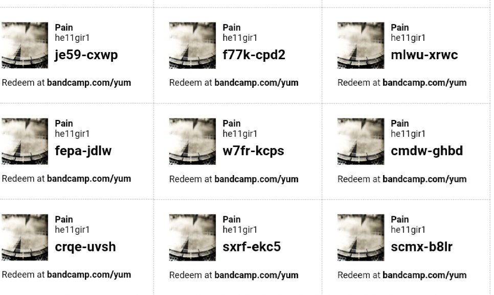 SiccumRecords's tweet photo. Here's some Bandcamp #yumcodes for our latest release, "Pain" by he11gir1 (@he11gir1420). Beautiful dark #dronemusic!

#darkambient https://t.co/9xhK04NIYU