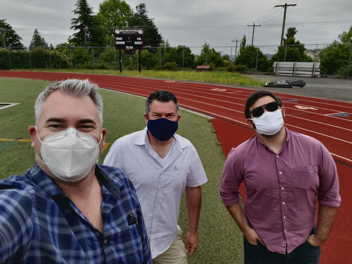 Kilbreath's tweet photo. The LIVESTREAM Team during a planning meeting this week for Ballard High Foundation. We will be broadcasting the live auction from the Ballard High practice field in August.

We can do virtual and hybrid events from anywhere. #kilbreathauctions

https://t.co/3HZOWkwLl7 https://t.co/Peh59qbPy7