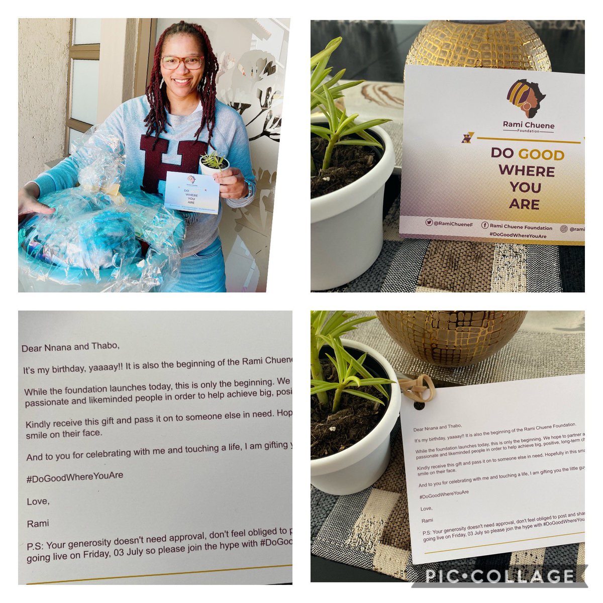 I’m on my way to Olievenhoutbosch, to pass on the gift to someone well deserving in celebration of <a href="/ramichuene/">Rami Chuene</a> ‘s birthday. Congratulations on the launch of <a href="/RamiChueneF/">Rami Chuene Foundation</a> , continue spreading the love and kindness. Much love 🎁🎊🎂🍭💕🎈 #DoGoodWhereYouAre 💕