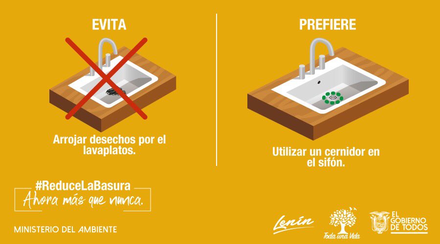 MAATE_Zonal10's tweet photo. #ReduceLaBasura | Al lavar la vajilla, evita arrojar restos de alimentos por el sifón del lavaplatos. Usa un cernidor para captar los residuos y deposítalos en el tacho para material orgánico. https://t.co/07OGVRs6Ye