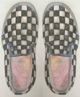 art_ranelagh's tweet photo. Shoes in the style of Gordon Smedt are starting to come in from our Year 9's - what a range! I was particularly impressed by the realism of Chloe and Richard's shoes, and then the sheer colour explosions that are Sophie and Lauren's shoe studies - excellent work, well done!!😊👟 https://t.co/sxv9mFJI5l