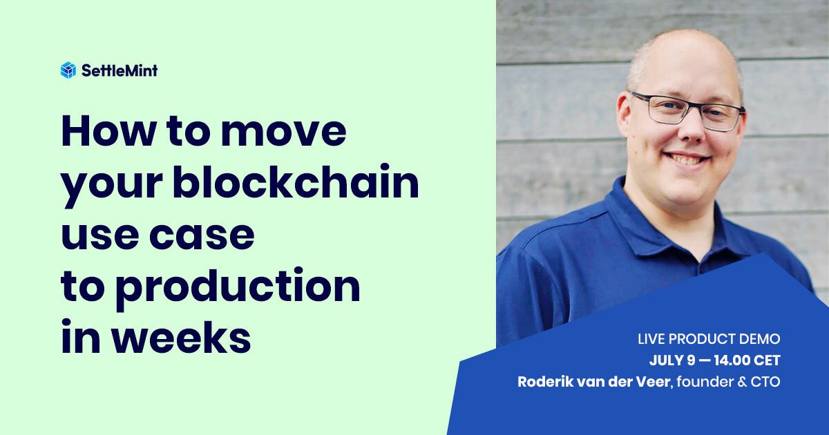 roderik's tweet photo. Next week I’ll be giving a live demo of the @SettleMintCom platform and show you how we radically simplified enterprise blockchain. 😎 Register at https://t.co/iiDVKqUR0J and send me any questions you have (or try it out yourself at https://t.co/7scicaZP1w) https://t.co/zGPVUv99Ao