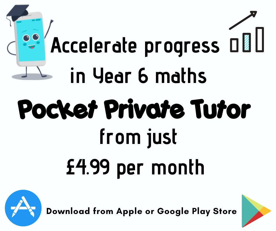 PocketPrivateT1's tweet image. Download the Pocket Private Tutor app to accelerate progress in Year 6 maths. Each of the 49 lessons contain a video, activity and past test questions. The app is designed for your children to be able to work independently. #pocketprivatetutor #mathsapp #year6maths