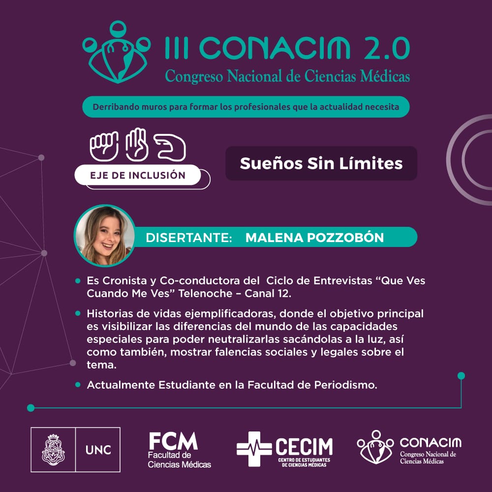 FMMedicas's tweet photo. HOY!     III CONACIM 2.0
 
"Derribando muros para formar los profesionales que la actualidad necesita"
 
1°Eje Temático
 
✊✋🤛INCLUSIÓN 

¡Conocé el perfil profesional de nuestres disertantes!

#CONACIM
#CienciasMédicas
#INCLUSIÓN https://t.co/JstnyMOYqm