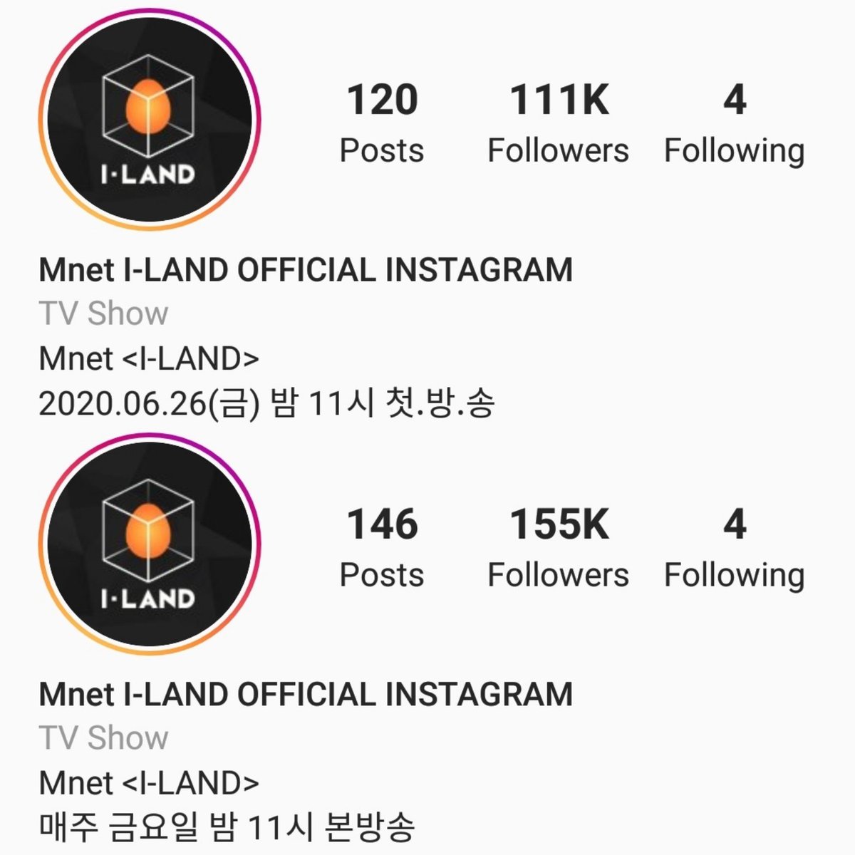 ENHYPENVIDS's tweet photo. I-LAND Social Media - Compared w/ 26/06/20 

Twitter - 36k ⬆️
Tiktok - 19k ⬆️
Instagram - 44k ⬆️
Weverse - 87k ⬆️ https://t.co/yjhKcFV645