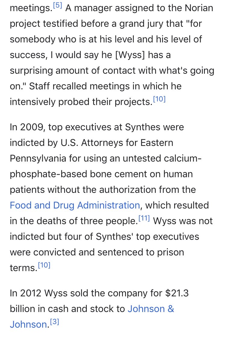 38/ HANSJÖRG WYSSBIG ONESWISS BIOENGINEER AT HARVARDFriend of P0destaWyss Inst. tied to Epstein & COVID testingHIS COMPANY EXECS INDICTED FOR USING UNTESTED MEDICAL TREATMENTS THAT KILLED PEOPLE (he knew)Leftist: wanted Switz. to open up to immigrants