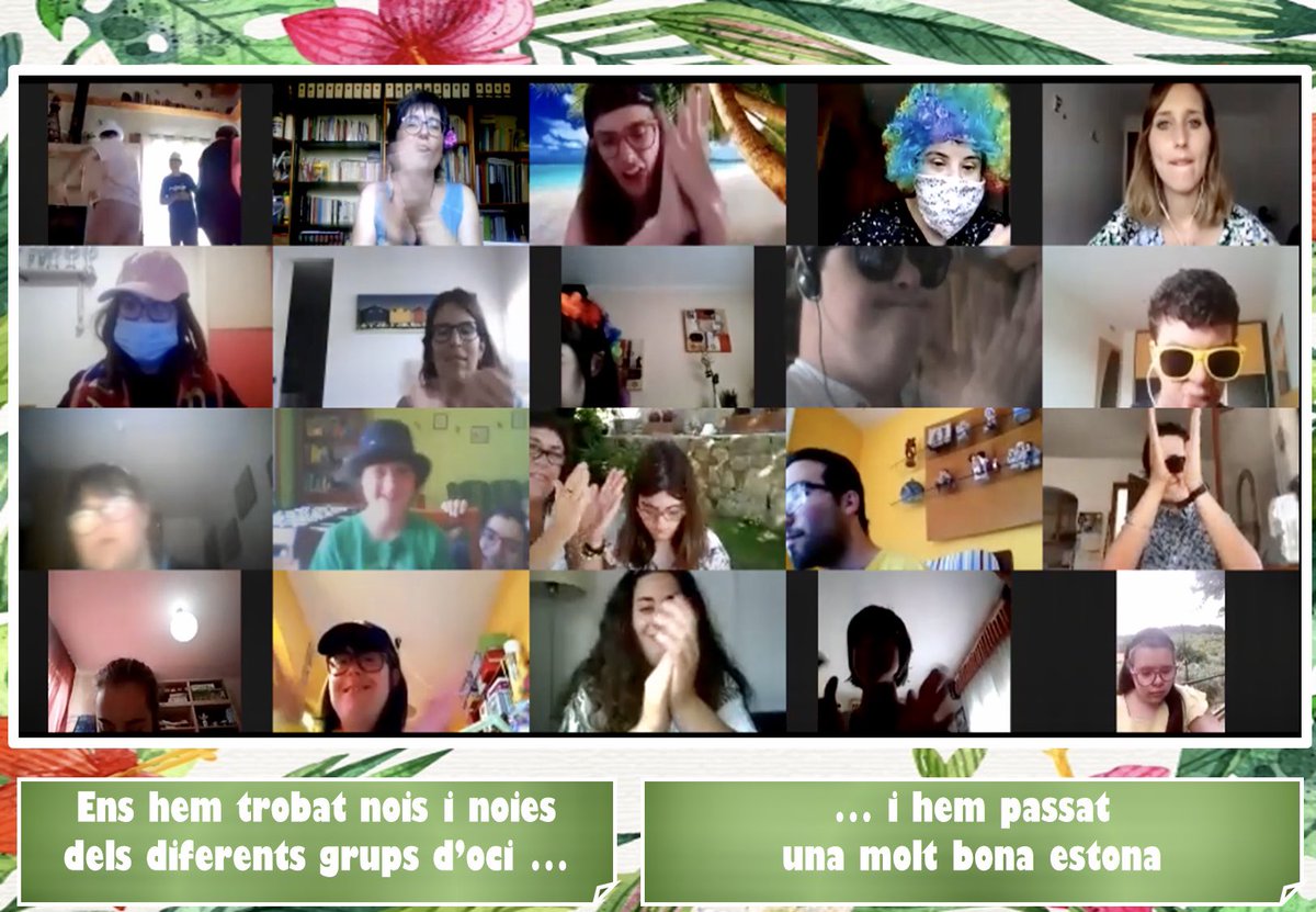 DOWNTARRAGONA's tweet photo. El dia 20 de juny hem fet la Festa Final d'Oci virtual. Ens hem trobat nois i noies de diferents grups d'oci de l'entitat, així com familiars, tècniques i voluntaris/es. Hem passat una molt bona estona!
#inclusio #oci #activitatsonline #desdecasa #zoom #ensadaptem #jopuc https://t.co/P2i1eNoZr5