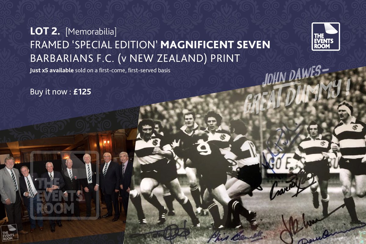 TheEventsRoom's tweet photo. Inline with tomorrow’s Barbarians v New Zealand (‘73) match on BBC One Wales 📺 we have two ‘magnificent’ items of memorabilia up for grabs to remember #THATtry ! 🏉
View both lots below (1-2) and place your bid/s via : bid@theeventsroom.co.uk
Bids to be placed by 9pm tomorrow. https://t.co/lTZZLhwsTq