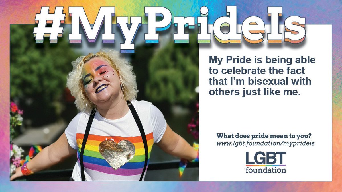 LGBTfdn's tweet photo. "My pride is being able to celebrate the fact that I'm bisexual with others just like me." - @hannahgotthe 

#MyPrideIs | https://t.co/pnPowMlBSh https://t.co/A3GSQ0Jc1g
