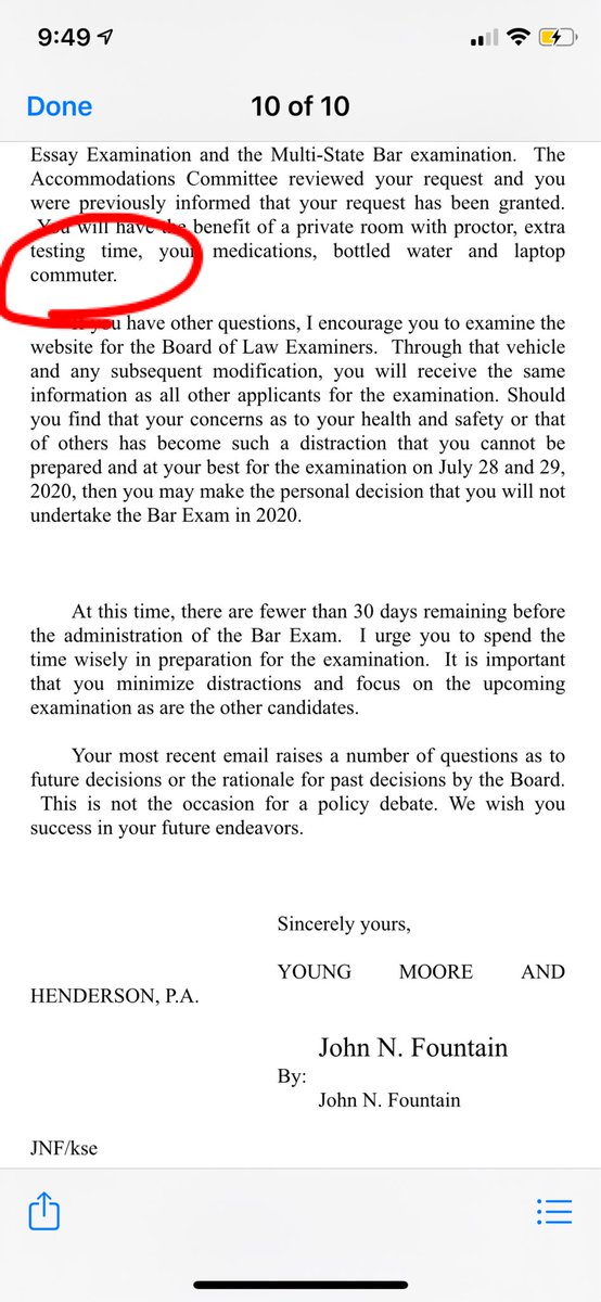 I am deeply offended as a young mother, cancer survivor, and bar applicant, that the NCBLE choose to not respond to my questions, and instead send me a letter from their attorney, who happens to be an older white male. His remarks are disparaging and sexist. 1/  @JosephPatrice