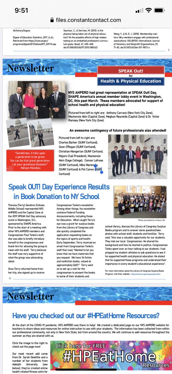 TerryGendron's tweet photo. ⁦⁦@CohoesSchools⁩  We are featured in the ⁦@NYSAHPERD⁩   Summer Newsletter thank you ⁦@PaulTonko ⁦@SHAPE_America⁩ and ⁦@CZNYSAHPERD⁩ A rewarding experience for everyone. great to see @CoachAkinM⁩ ⁦@Coachmwr⁩ share their #SpeakingOut Day 2020 https://t.co/M0yaHe5Nqt