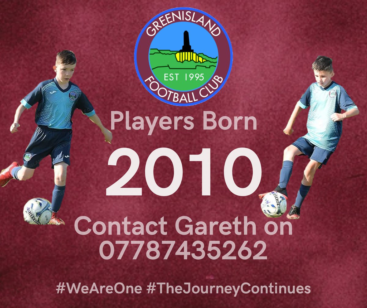 GreenislandFC's tweet photo. We are receiving an increase in messages of interest about joining our club. Over the weekend we will share contact details for some of our teams. 

For players born in 2010, contact Gareth on 07787435262

#WeAreOne #TheJourneyContinues https://t.co/cnMlFCJJn9