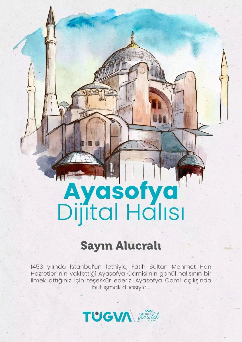 #Ayasofya’yı, artık önüne geçilmez bu sel açacak...

#ilmekilmekAyasofya
#AyasofyaCamiOlacak
#AyasofyaCamii