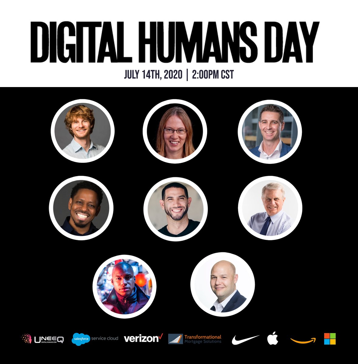 UneeQAI's tweet photo. What are digital humans doing today for brand, CX, healthcare, technology, customer service &amp; more? And what does tomorrow look like? We can’t wait to share our findings – and hear from this fantastic lineup!

Are you joining us, July 14?
https://t.co/riVUGRKVfn
#digitalhumansday https://t.co/CFH5Ra35OF