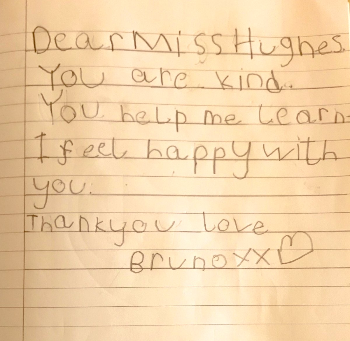 Duckiebaker's tweet photo. @latimerprimary @OakNational Bruno wanted to write a letter to Miss Hughes she has helped him to learn so much and he loves her lessons. #Thankyou #Learnwithoak #ONAReception #EYFS #homelearning #homeschooling https://t.co/udhjH9yEbt