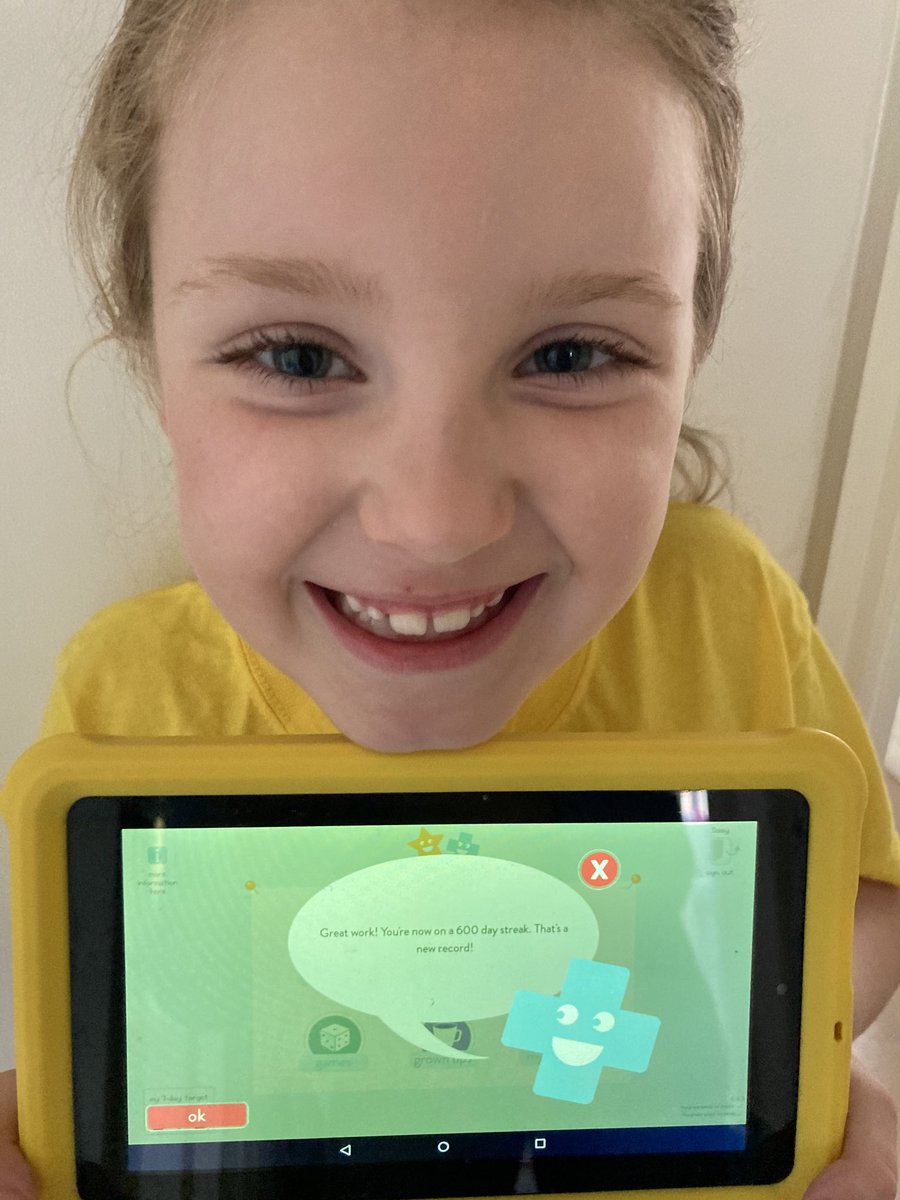 DuffieldRoss's tweet photo. One happy 6yr old, with her 600 day ⁦@DoodleMaths⁩ streak! https://t.co/FK2TrzcizC