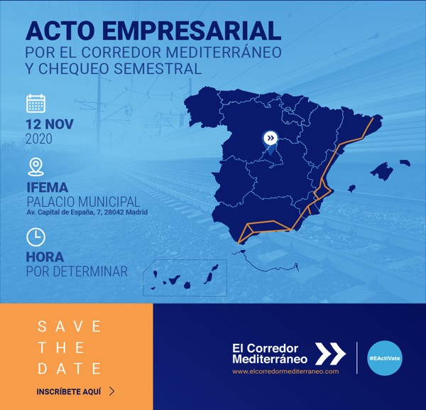 AEFALICANTE's tweet photo. 🚝 Un año más, se celebra un Gran Encuentro Empresarial por el @Corredor_Med, que se celebrará en @IFEMA #Madrid el próximo 12 de noviembre, haciéndolo coincidir con el 2º Chequeo Semestral de 2020

🗓¡Agenda este #SaveTheDate e inscríbete!
#QuieroCorredor
https://t.co/OgGQ6MxLk9 https://t.co/LQAmQsBqPi