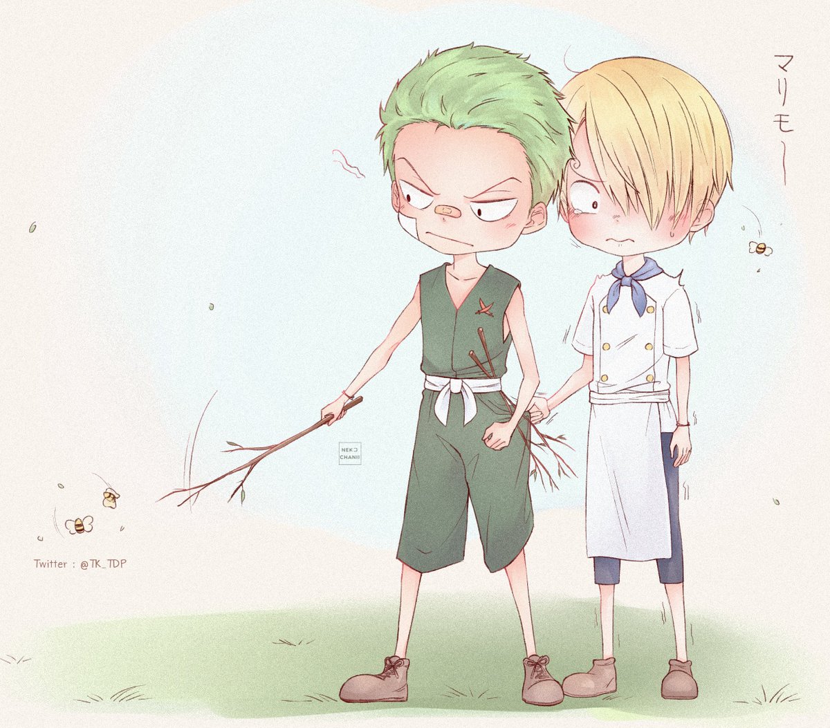 TK_TDP's tweet photo. When Zoro &amp; Sanji was young.. >w<

#ゾロサン #zosan #โซซัน https://t.co/2yHF2sHxqL